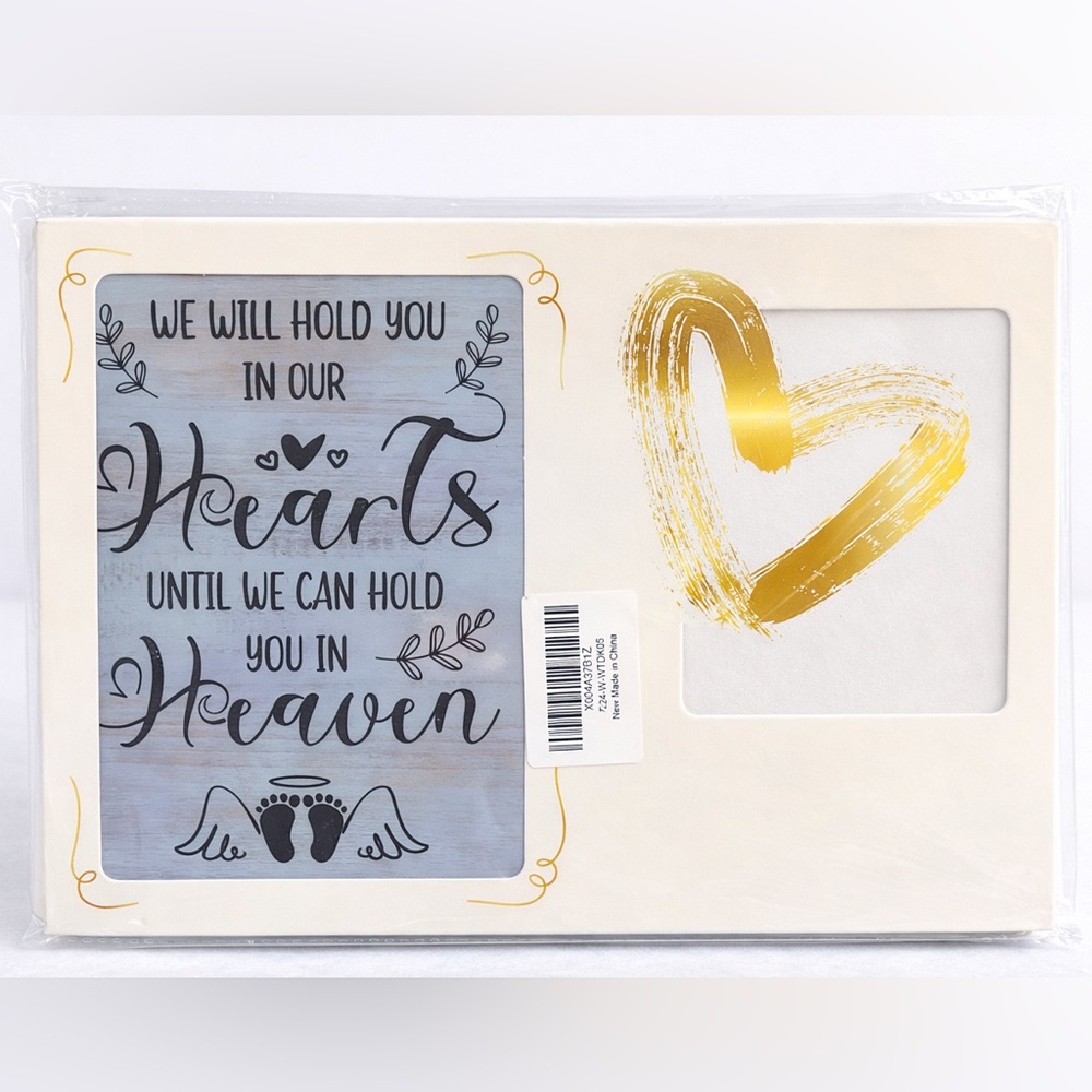 Wooden “We Will Hold You in Our Hearts” 4x6 Memorial Frame – NWT 🤍🕊️